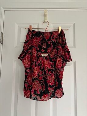 Victoria's Secret Black with Red Floral Print cami and bottoms set